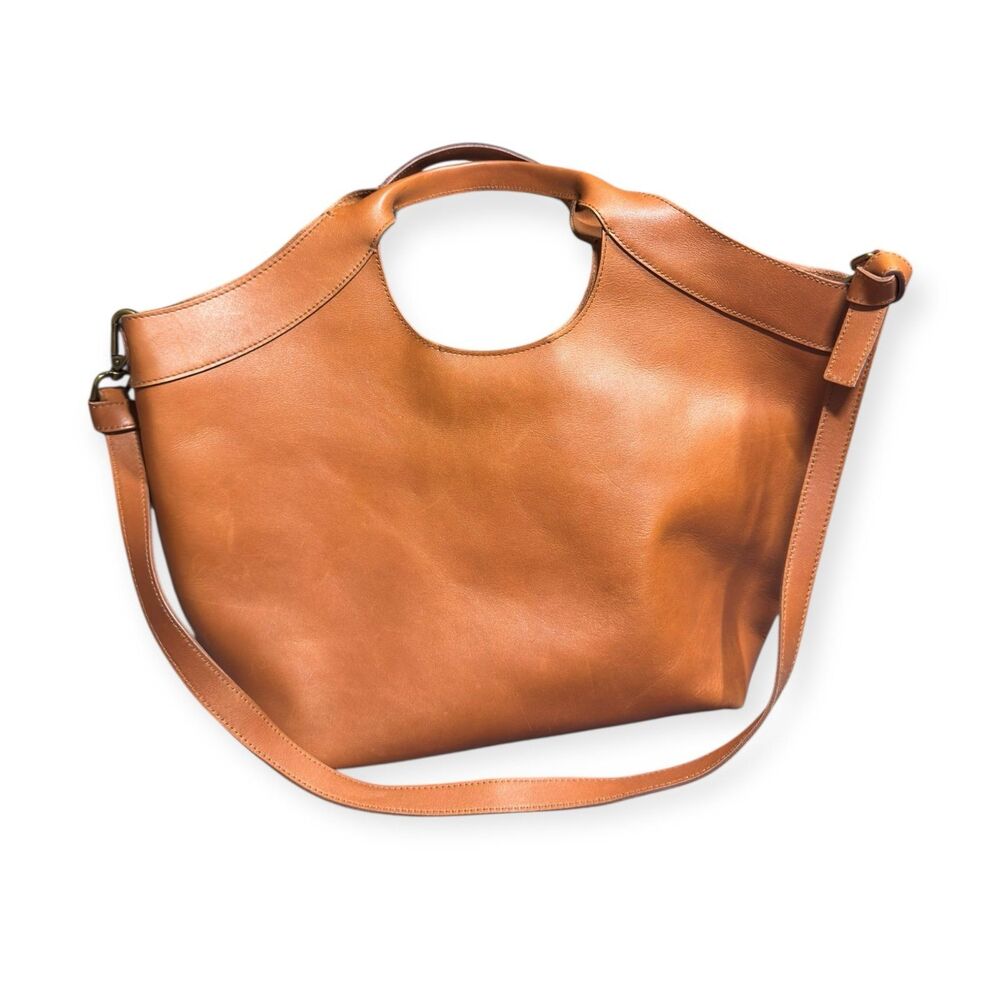 Madewell Sydney Top‎ Handle Crossbody Burnished Caramel Leather Cutout Handbag